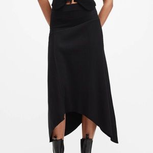 All Saints Gia Asymmetrical Ribbed Midi Skirt